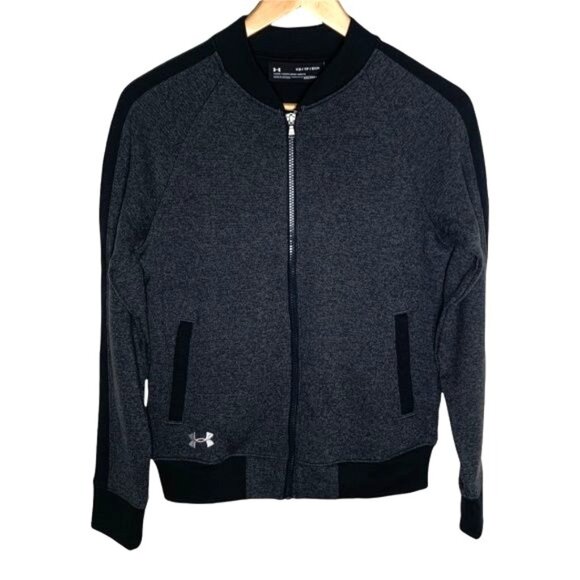 Under Armour ColdGear Women’s XS Zip Jacket Black Gray Athletic Running Gym - Picture 1 of 9
